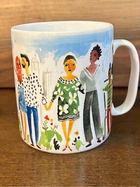 Pier 1 Imports Porcelain Over-Sized WE THE PEOPLE Coffee Mug/Cup Diversity 24 oz